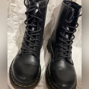 Dr. Martens Black Combat Boots with Yellow Stitching- used about 3x!!!!!